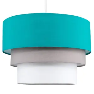 ValueLights Aztec 3 Tier Modern Teal Fabric Ceiling Pendant Light Shade