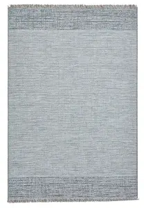 Plaid Flat Weave Easy Clean Rug - Beige/Blue - 120x170