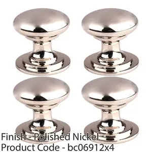 4 PACK - Victorian Tiered Door Knob - 50mm Polished Nickel Cabinet Pull Handle Round Rose