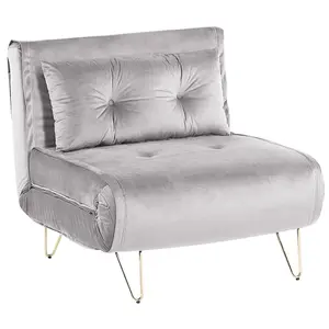 Beliani Modern Sofa Bed VESTFOLD Grey Velvet