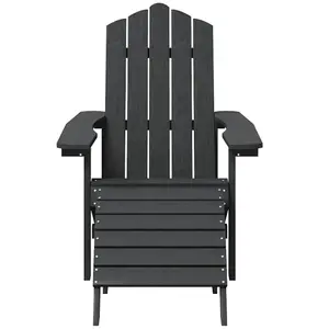 Berkfield Garden Adirondack Chair with Footstool & Table HDPE Anthracite