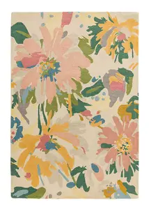 Multicolored Handmade Easy to Clean Floral Luxurious Modern Wool Rug for Living Room, Bedroom - 200cm X 290cm