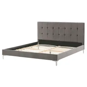 Velvet EU King Size Bed Grey AMBERT