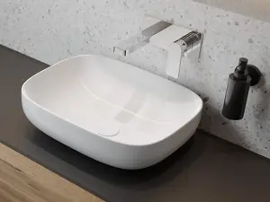 Countertop Basin Sink Oval 490mm X 395mm White Ceramic 49cm Sit On Quality Bathroom UP (Only Basin Included)