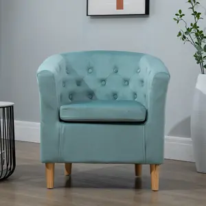 Clio 68cm wide Mint Velvet Fabric Studded Back Accent Chair with Dark and Light Wooden Legs