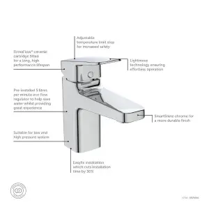 Ideal Standard Ceraplan Standard Chrome effect Square Basin Mono mixer Tap