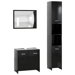 Berkfield 3 Piece Bathroom Furniture Set Black Engineered Wood