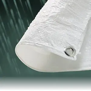 4.5M x 6.0M ECONOMY WHITE WATERPROOF TARPAULIN SHEET TARP COVER WITH EYELETS