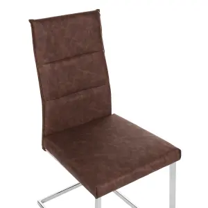 Set of 2 Dining Chairs ROCKFORD Faux Leather Brown