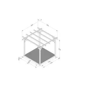 Forest Garden Natural Square Pergola & decking kit, x4 Post (H) 2.5m x (W) 3m