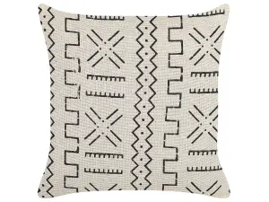 Throw Cushion MYRICA Cotton 45 x 45 cm Geometric Block-Printing White