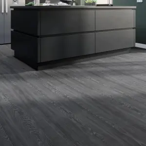 GoodHome Mambo Dark Grey Natural Wood effect Synchronic Click vinyl Plank Sample