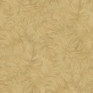 Grandeco Vanavara Monstera Leaf Textured Wallpaper, Ochre