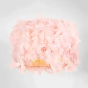 Modern Designer Real Pink Feather Drum Lamp Shade with Inner Cotton Lining