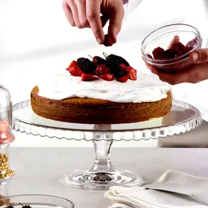 Queensway Home & Dining 32cm Diameter Footed Glass Service Plate Cake Platter Centerpiece Display Stand