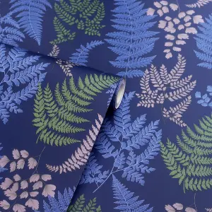 Arthouse Botanical Fern Navy/Grey Wallpaper