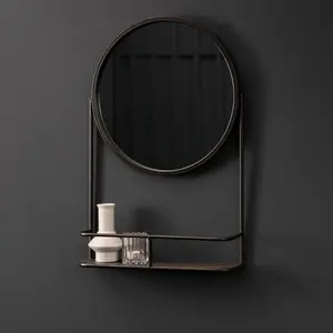 Gore Metal Flat Wall Mirror with Shelves