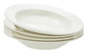 4pc Professional White Rim Pasta Bowl Set