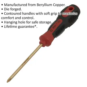 Non-Sparking Phillips Screwdriver with Soft Grip Handle - Durable 75mm Beryllium Copper Tool