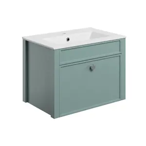 Exbury Sea Green Ash Wall-mounted Vanity unit & basin set (W)605mm (H)443mm