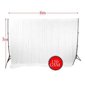 3x6 Metres Ice Silk Backdrop Photography Curtains, White