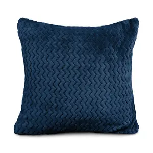 Moneeba Snug Soft Chevron Patterned Mink Moda Plush Cushion Navy / 43cm x 43cm