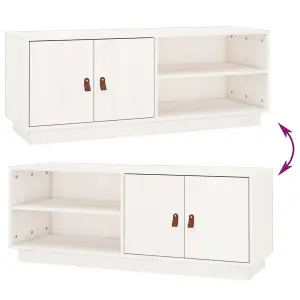 Berkfield TV Cabinet White 105x34x40 cm Solid Wood Pine