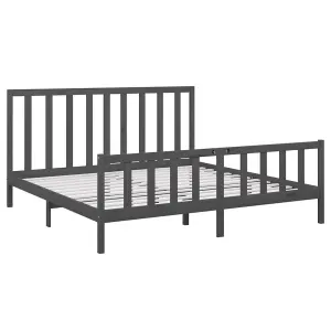 Berkfield Bed Frame Grey Solid Wood Pine 200x200 cm