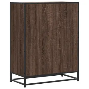 Berkfield Shoe Cabinet Brown Oak 75x38x97.5 cm Engineered Wood and Metal