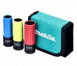 Makita E-12354 Wheel Nuts Deep Socket Set 1/2" Square Drive Colour Coded + Pouch