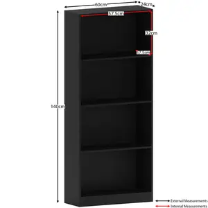 Ronald Bookcase Black / 140 cm H x 60 cm W