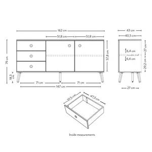 Dot 411.48cm Sideboard Beige / Oak