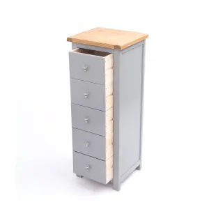 Mirano 5 Drawer Narrow Chest of Drawers Chrome Knob