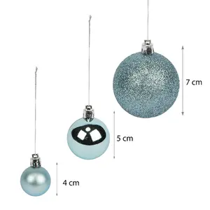 100 Piece Shatterproof Christmas Bauble Set Ice Blue