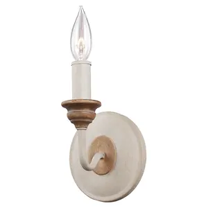 Elstead Hartsville 1 Light Indoor Candle Wall Light Chalk Washed, Beachwood, E14