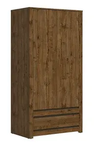 Double Wardrobe Bedroom 1 Drawer 2 Door 104cm Classic Dark Oak Effect/Grey Kada