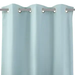 Hiva Light blue Solid dyed Lined Eyelet Curtain (W)117cm (L)137cm, Pair