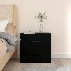 Berkfield Wall-mounted Bedside Cabinet Black 50x36x47 cm