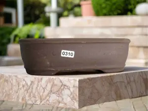 21cm Unglazed Bonsai Pot - Rectangle - 21cm x 16cm x 6cm - Brown