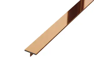 ILCOM decorative profile T 20mm x 2700mm x 0.6mm Copper Polished Stainless Steel