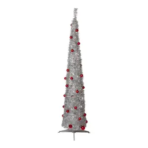 6ft Slim Trevalli Ice white LED Pre-decorated Pre-lit Silver effect Artificial christmas tree