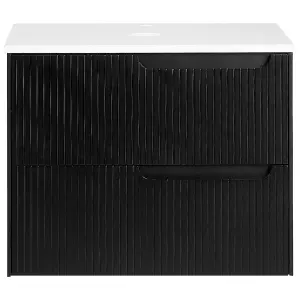 Bathroom Wall Mounted Cabinet 60 x 52 cm Black QUINTELA