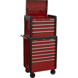 Red 11 Drawer Combination Tool Chest - Versatile Mobile Storage Solution