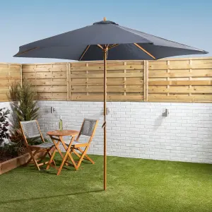 Alfresia Navy Blue 3 Metre Wooden Garden Parasol