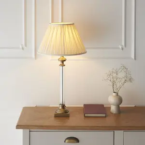 Table Lamp - Antique Chrome & Clear Glass - 10W LED E27 - Bedside Light