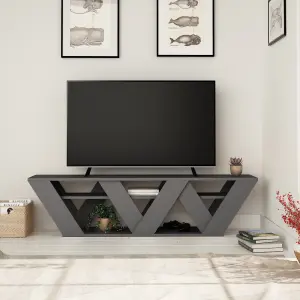 Decortie Ralla Modern TV Unit with Shelves Anthracite Grey 65" 158cm