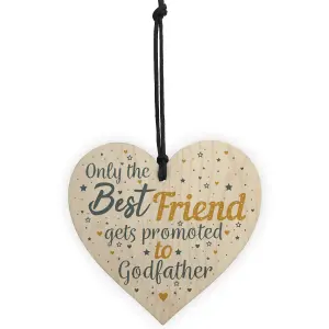 Red Ocean Red Ocean Godfather Friendship Best Friend Gift Christening Handmade Wooden Hanging Heart Gift Chic Plaque Sign