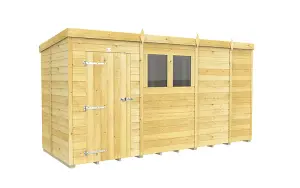 13 x 5 Feet Pent Shed - Single Door With Windows - Wood - L147 x W387 x H201 cm