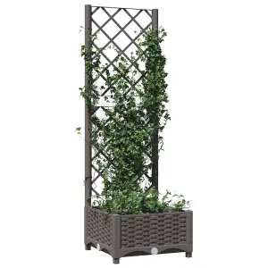 Berkfield Garden Planter with Trellis Brown 40x40x121.5 cm PP