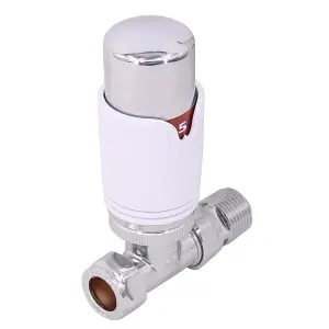 Rinse Bathrooms 15mm Straight Chrome/White Thermostatic Radiator Valve